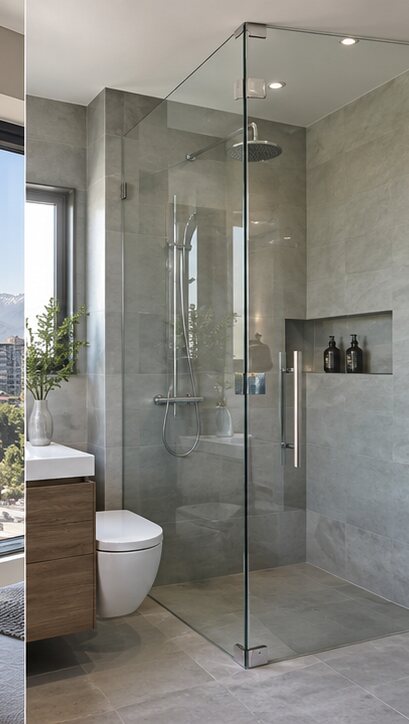 Shower door de cristal templado instalado